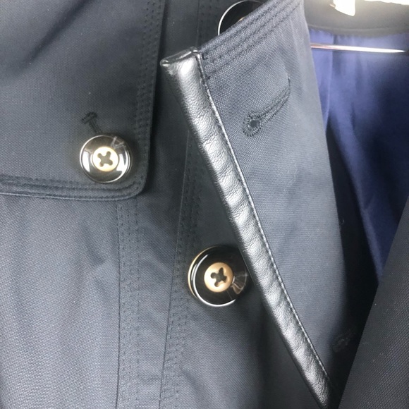 RW&CO  black trench coat fully lined with faux Leather trim - Picture 5 of 9